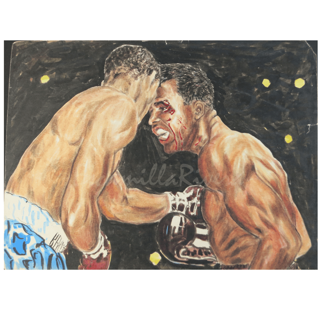 Randy Turpin bleeds Sugar Ray Robinson
