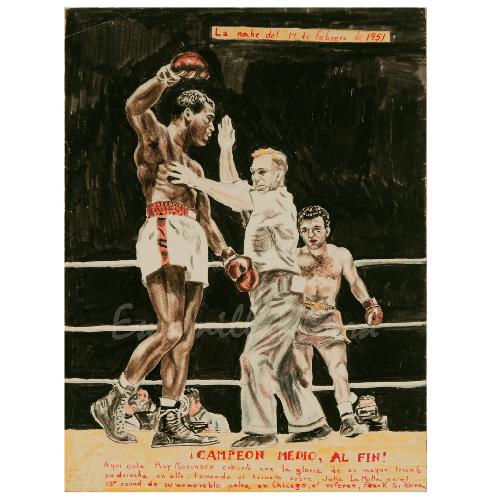 Sugar Ray Robinson stops Jake LaMotta